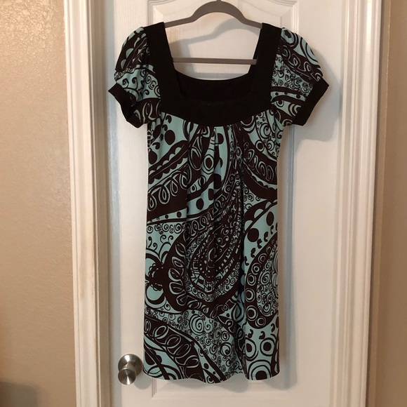 Brown & Light Blue Shift Dress - Picture 3 of 8